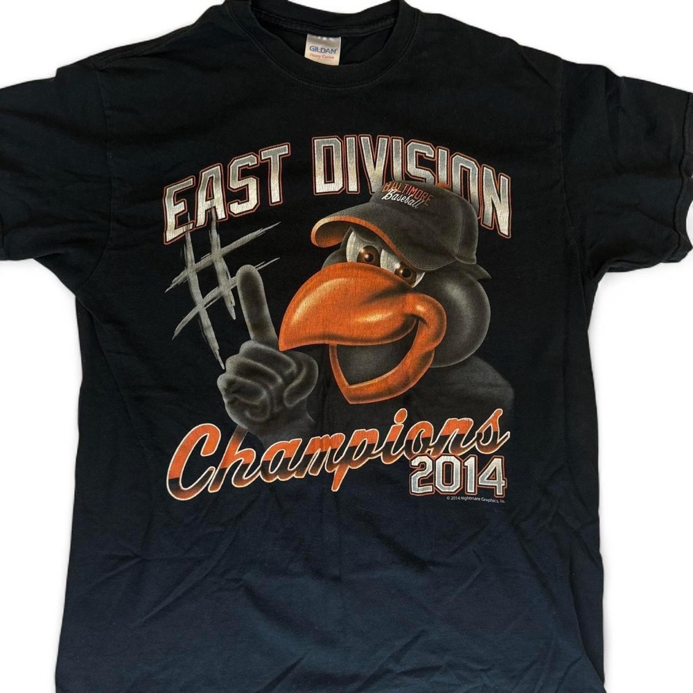 Vintage Mens y2k Baltimore Orioles 2014 MLB East Champions Cotton Graphic Tee M